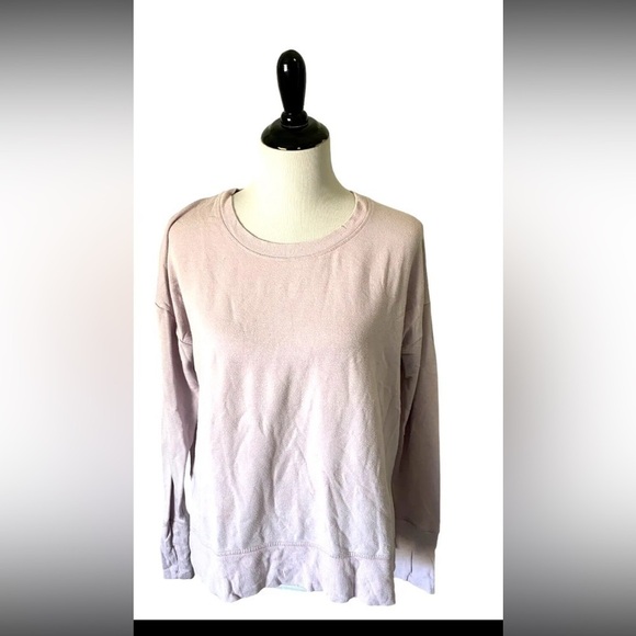 Womens Athleta Sz Medium Sweatshirt Coaster Pullover Pink Oversized Split Side - Picture 1 of 6